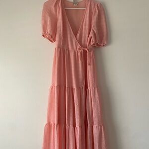 Monki Soft Pink Tiered Maxi Dress